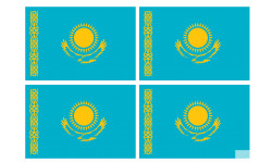 Drapeau Kazakhstan (4 fois 9.5x6.3cm) - Autocollant(sticker)